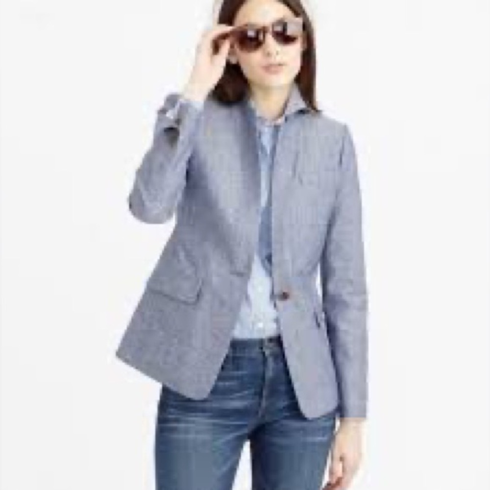 J. Crew Women’s Chambray 100% Cotton Fully Lined Regent Blazer 12T